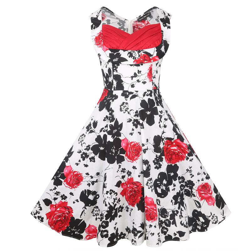 Vestido plissado floral branco retro