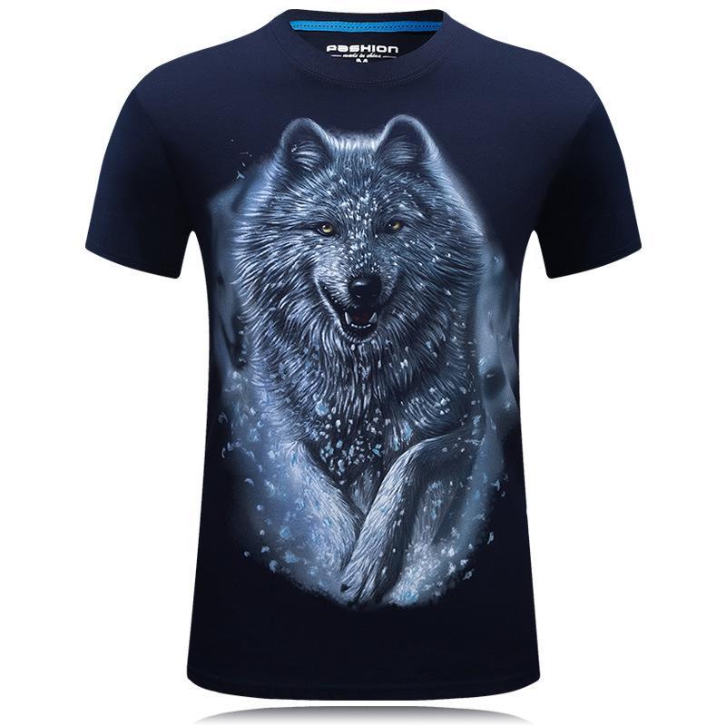 White Wolf Wonderland Graphic Tee-Blue-Theone Apparel