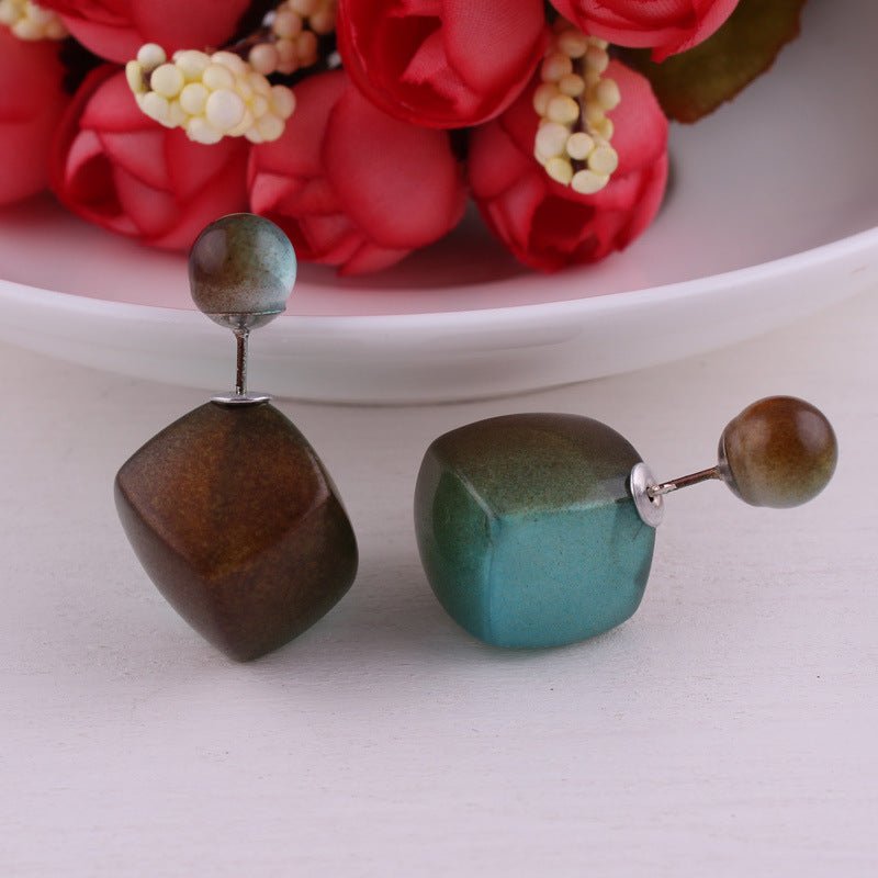 Asymmetrical Cube and Sphere Earrings - THEONE APPAREL