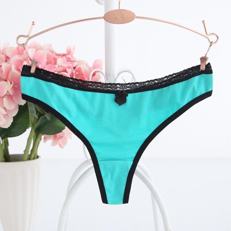 Basic Lace Trim Thong Panty - THEONE APPAREL