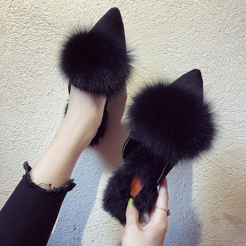 Big Fur Ball Slip On Slides - THEONE APPAREL