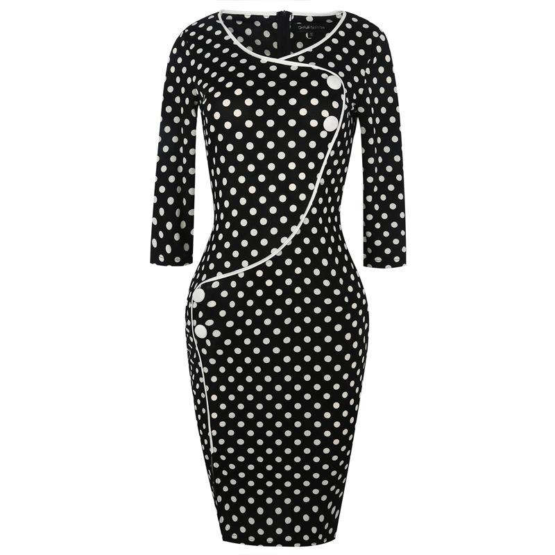 Black & White Polka Dot Asymmetrical Dress - THEONE APPAREL